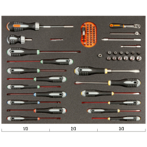 BAHCO FIT AND GO 3/3 FOAM LASER MARKED INLAY ERGO SCREWDRIVERS, RATCHET, SOCKETS AND BIT SET 22PC