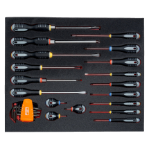BAHCO FIT AND GO 3/3 FOAM INLAY L-KEY/SLOTTED/PHILLIPS/POZIDRIV SCREWDRIVER SET 27PC