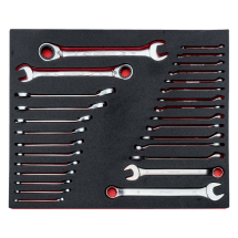 BAHCO FIT AND GO 3/3 FOAM INLAY OFFSET COMBINATION AND RATCHETING WRENCH SET 28PC
