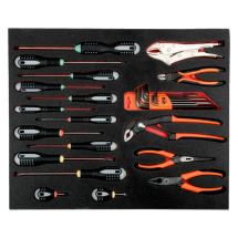 BAHCO FIT AND GO 3/3 FOAM INLAY PLIERS/SCREWDRIVER SET 19PC
