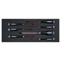 BAHCO FIT AND GO 1/3 FOAM INLAY SLOTTED/PHILLIPS/POZIDRIV/HEX SCREWDRIVER SET 7PC