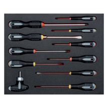BAHCO FIT AND GO 2/3 FOAM INLAY SLOTTED / PHILLIPS SCREWDRIVER SET 11PC