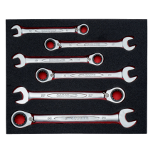 BAHCO FIT AND GO 2/3 FOAM INLAY COMBINATION RATCHET WRENCH SET 17PC