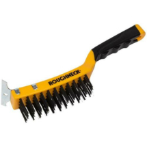 ROUGHNECK 3 ROW WIRE BRUSH WITH SOFT GRIP - STAINLESS STEEL