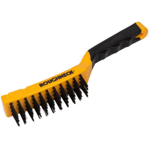 ROUGHNECK 4 ROW CARBON STEEL WIRE BRUSH WITH SOFT GRIP 300MM 12inch