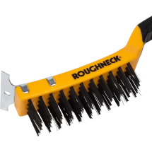 ROUGHNECK 4 ROW CARBON STEEL WIRE BRUSH WITH SCRAPER 300MM 12inch