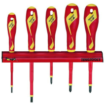 TENG INSULATED SCREWDRIVER SET FLAT AND PH WALL RACK VDE 5 PC TENG INSULATED SCREWDRIVER SET FLAT AND PH WALL RACK VDE 5 PC