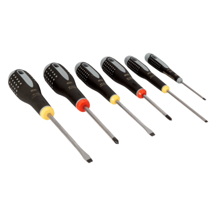 BAHCO ERGO SLOTTED/PHILLIPS SCREWDRIVER SET 6PC BAHCO ERGO SLOTTED/PHILLIPS SCREWDRIVER SET 6PC