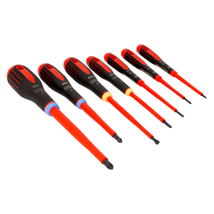 BAHCO ERGO VDE INSULATED SLOTTED AND POZIDRIV SCREWDRIVER SET 7PC BAHCO ERGO VDE INSULATED SLOTTED AND POZIDRIV SCREWDRIVER SET 7PC