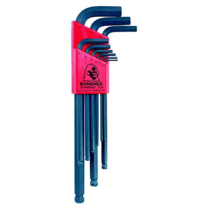 BONDHUS BALL END METRIC HEX KEY SET 9PC 1.5 -10MM BONDHUS BALL END METRIC HEX KEY SET 9PC 1.5 -10MM