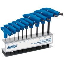 DRAPER T-BAR IMPERIAL HEX KEY SET - 3/32-3/8inch 10PC DRAPER T-BAR IMPERIAL HEX KEY SET - 3/32-3/8inch 10PC
