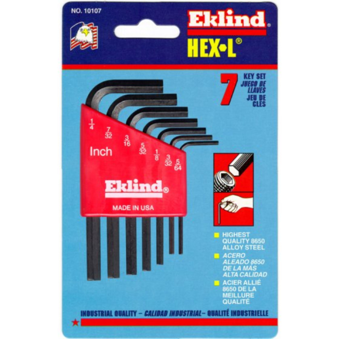 EKLIND IMPERIAL HEX KEY SET 5/64 - 1/4Inch 7PC EKLIND IMPERIAL HEX KEY SET 5/64 - 1/4Inch 7PC