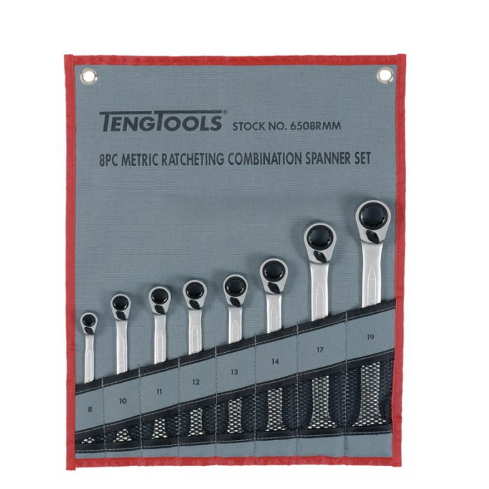 TENG METRIC RATCHET SPANNER SET 8PC 6508RMM 8-19MM TENG METRIC RATCHET SPANNER SET 8PC 6508RMM 8-19MM