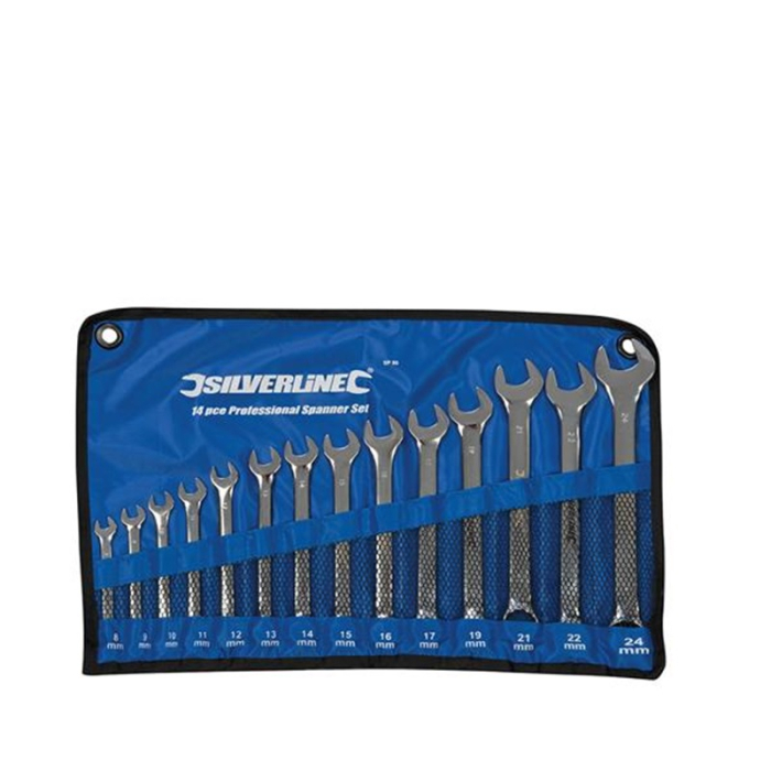 SILVERLINE METRIC COMBINATION SPANNER SET 14PC 8-24MM SILVERLINE METRIC COMBINATION SPANNER SET 14PC 8-24MM