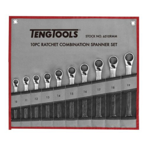 TENG RATCHETING COMBINATION SPANNER SET R TOOL ROLL 10 PC TENG RATCHETING COMBINATION SPANNER SET R TOOL ROLL 10 PC