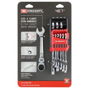 FACOM FLEX HEAD RATCHET WRENCH SET 8 - 19MM 10PC