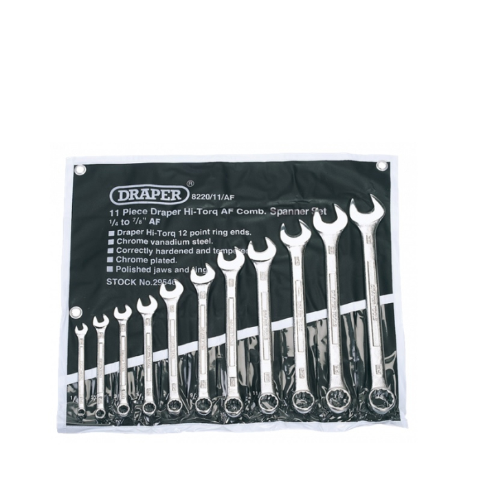 DRAPER COMBINATION SPANNER SET 11PC 1/4 - 7/8Inch DRAPER COMBINATION SPANNER SET 11PC 1/4 - 7/8Inch