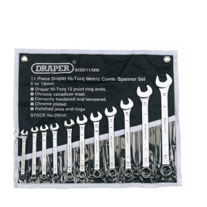 DRAPER METRIC COMBINATION SPANNER SET 11PC 6-19MM DRAPER METRIC COMBINATION SPANNER SET 11PC 6-19MM