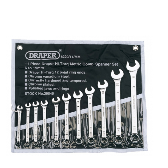DRAPER METRIC COMBINATION SPANNER SET 11PC 6-19MM DRAPER METRIC COMBINATION SPANNER SET 11PC 6-19MM