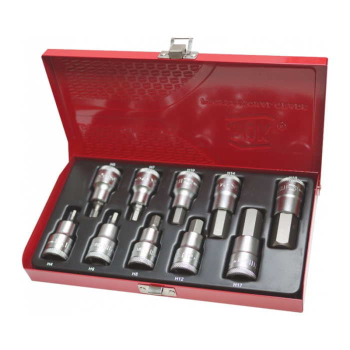 AOK METRIC HEX BIT SOCKET SET 10PC 1/2Inch SD 4 - 19MM AOK METRIC HEX BIT SOCKET SET 10PC 1/2Inch SD 4 - 19MM