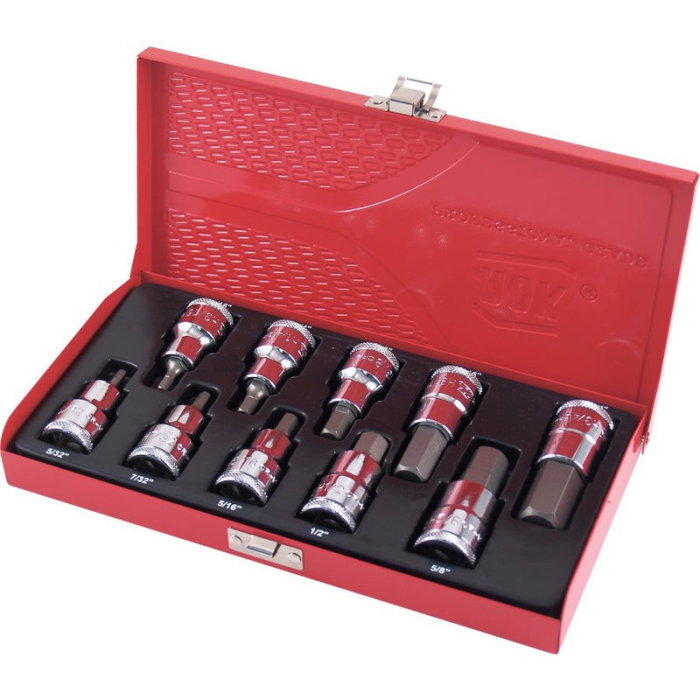 AOK IMPERIAL HEX BIT SOCKET SET 10 PC 1/2Inch SD 5/32 - 3/4Inch AOK IMPERIAL HEX BIT SOCKET SET 10 PC 1/2Inch SD 5/32 - 3/4Inch