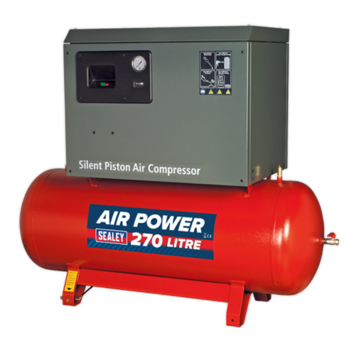 SEALEY BELT DRIVE COMPRESSOR 2-STAGE WITH CAST CYLINDERS LOW NOISE S72775BLN 230V 270L 7.5HP 3PH SEALEY BELT DRIVE COMPRESSOR 2-STAGE WITH CAST CYLINDERS LOW NOISE S72775BLN 230V 270L 7.5HP 3PH