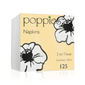 POPPIES NAPKIN WHITE 2PLY X 33CM PACK OF 200