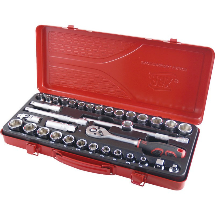 AOK IMPERIAL/AOK METRIC 6PT SOCKET SET 35PC 3/8Inch SD AOK IMPERIAL/AOK METRIC 6PT SOCKET SET 35PC 3/8Inch SD