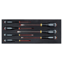 BAHCO FIT AND GO 1/3 FOAM INLAY 5 SLOTTED/2 PHILLIPS SCREWDRIVER SET 7PC
